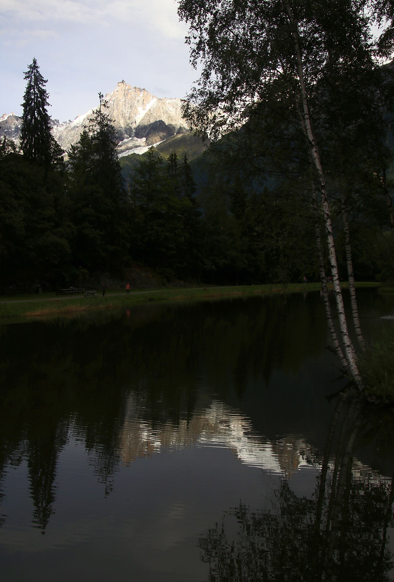Le lac des Chavants et les reliefs de la vallée en juillet 2017.